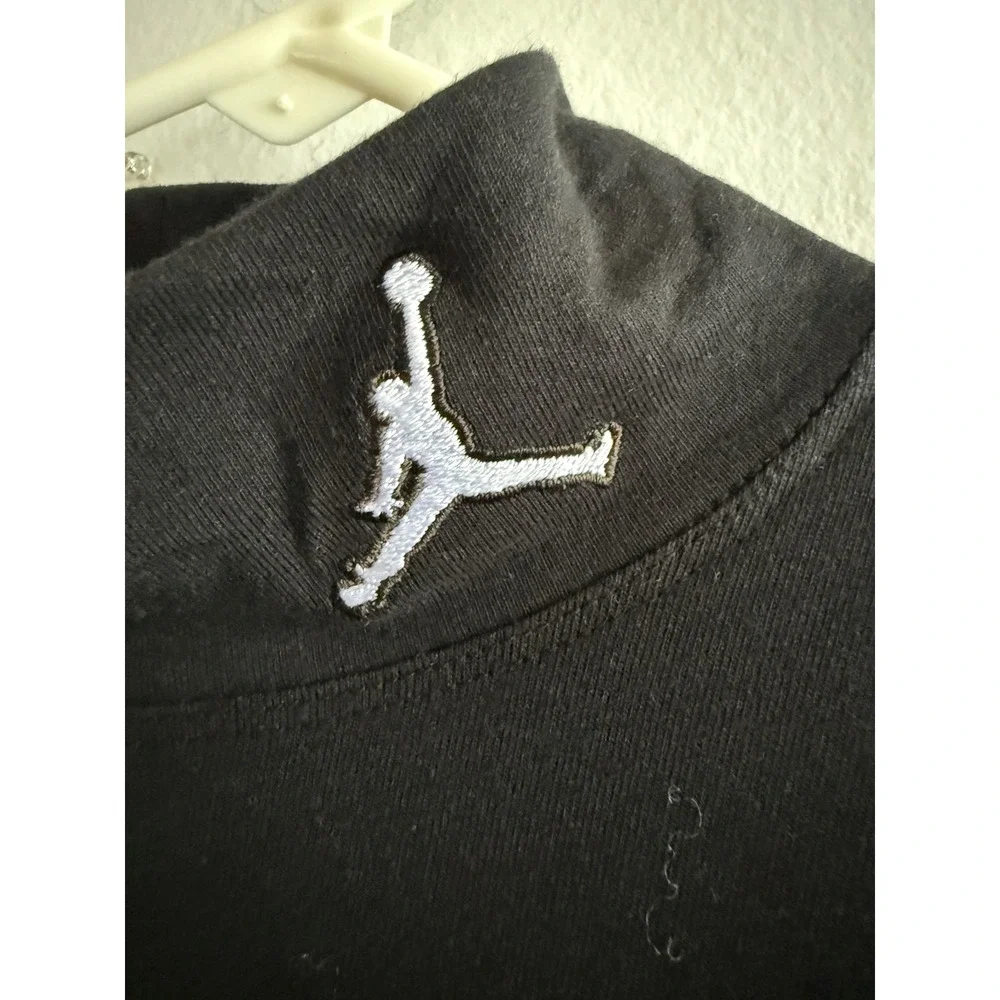 Jordan Mens Black Mock Neck Long Sleeve Tight Fit Jumpman Shirt Size M